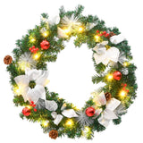 Christmas Wreath with LED Lights Green 60 cm PVC - Front View