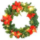 Christmas Wreath with LED Lights Green 60 cm PVC - Front View