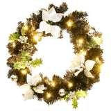 Christmas Wreath with LED Lights Black 60 cm PVC - Front View