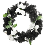Christmas Wreath with LED Lights Black 60 cm PVC - Side View