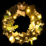 Christmas Wreath with LED Lights Black 60 cm PVC - Top-Down View