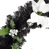 Christmas Wreath with LED Lights Black 60 cm PVC - 45-Degree Angle