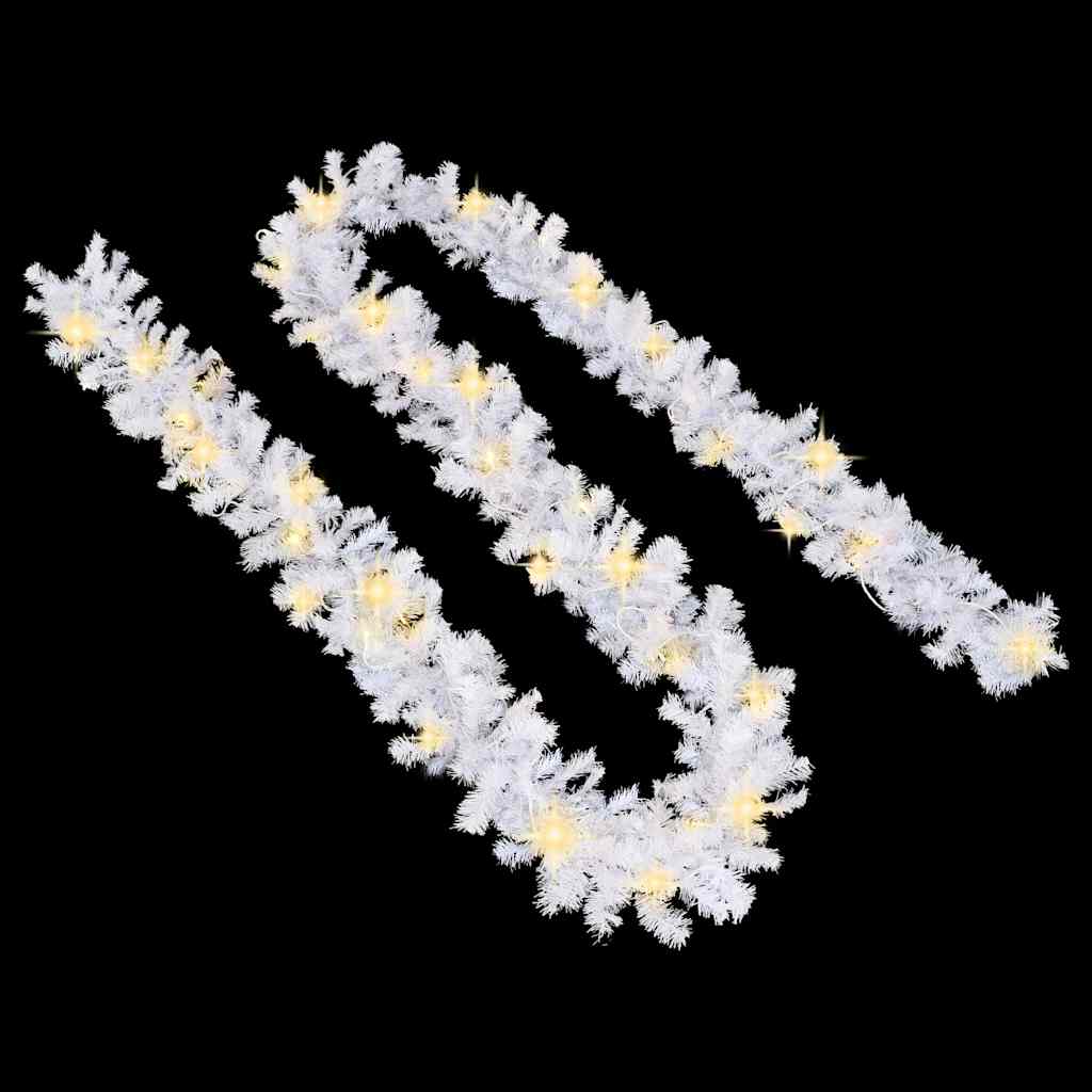 Christmas Garland with LED Lights White 5 m PVC