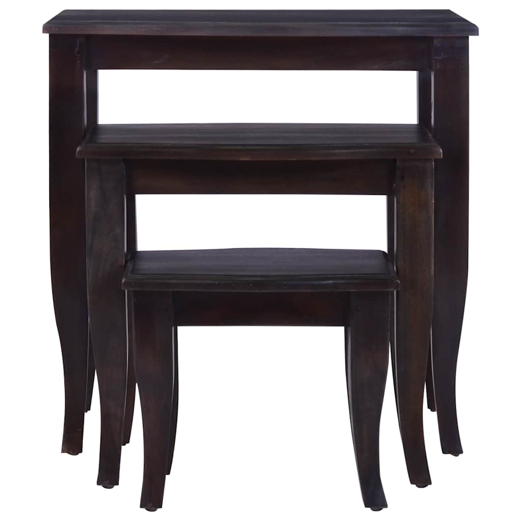 Side Tables 3 pcs Light Black Coffee Solid Mahogany Wood
