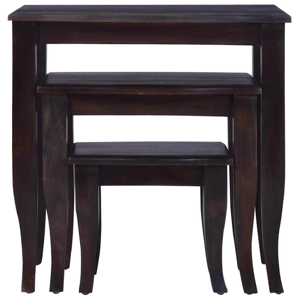 Side Tables 3 pcs Light Black Coffee Solid Mahogany Wood