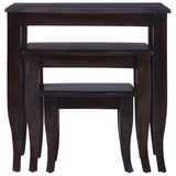 Side Tables 3 pcs Light Black Coffee Solid Mahogany Wood - Side View