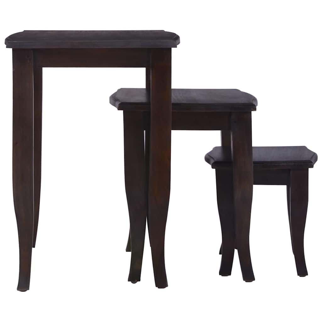 Side Tables 3 pcs Light Black Coffee Solid Mahogany Wood