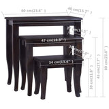 Side Tables 3 pcs Light Black Coffee Solid Mahogany Wood