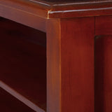 Corner TV Cabinet Classical Brown Solid Mahogany Wood - Close-Up Angle