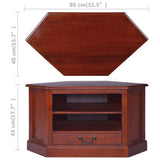 Corner TV Cabinet Classical Brown Solid Mahogany Wood - Extra Image