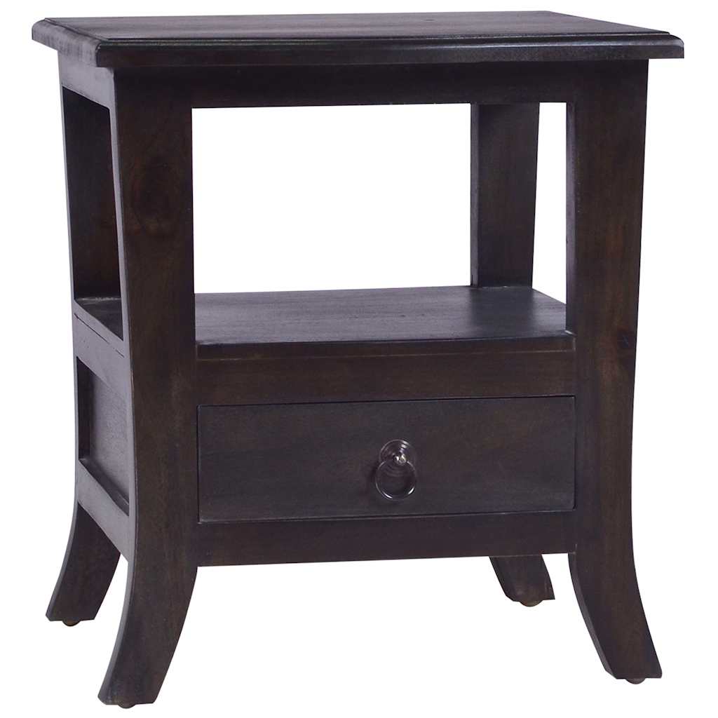 Bedside Cabinet Light Black Coffee Solid Mahogany Wood