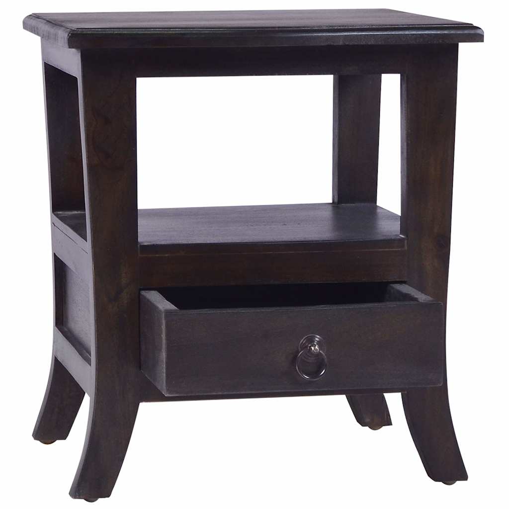 Bedside Cabinet Light Black Coffee Solid Mahogany Wood
