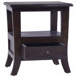 Bedside Cabinet Light Black Coffee Solid Mahogany Wood - Front View