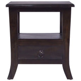 Bedside Cabinet Light Black Coffee Solid Mahogany Wood