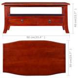 Coffee Table Classical Brown 90x50x40 cm Solid Mahogany Wood - Low Angle