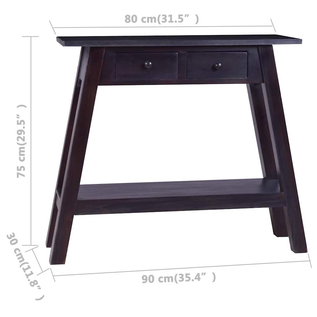 Console Table Light Black Coffee 90x30x75cm Solid Mahogany Wood