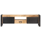 TV Cabinet 140x30x40 cm Rough Mango Wood - Side View