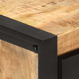 TV Cabinet 140x30x40 cm Rough Mango Wood - 45-Degree Angle