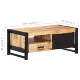 Coffee Table 100x50x40 cm Rough Mango Wood - Close-Up Angle