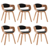Dining Chairs 6 pcs Bent Wood and Faux Leather - Front View