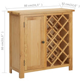 Wine Cabinet for 11 Bottles 80x32x80 cm Solid Oak Wood - Low Angle
