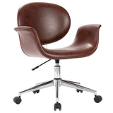 Swivel Office Chair Brown Faux Leather - Front View