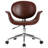 Swivel Office Chair Brown Faux Leather - Side View