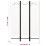 3-Panel Room Divider White 120x180 cm