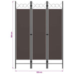 3-Panel Room Divider Brown 120x180 cm