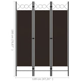 3-Panel Room Divider Brown 120x180 cm - Rear View