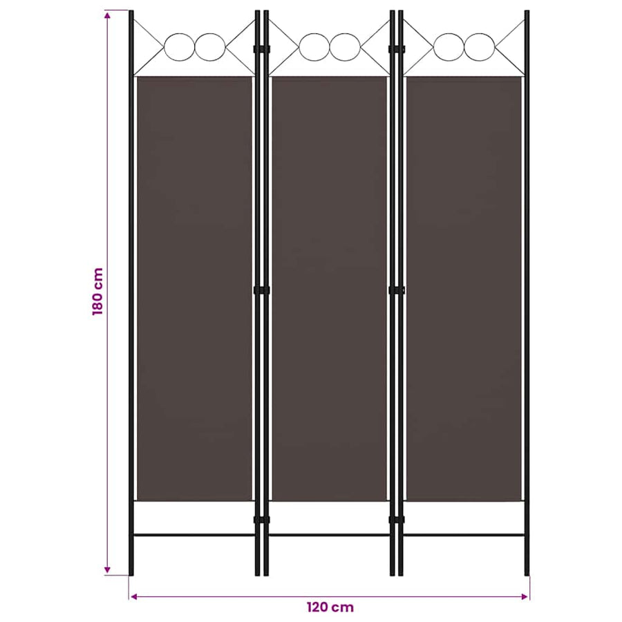 3-Panel Room Divider Brown 120x180 cm