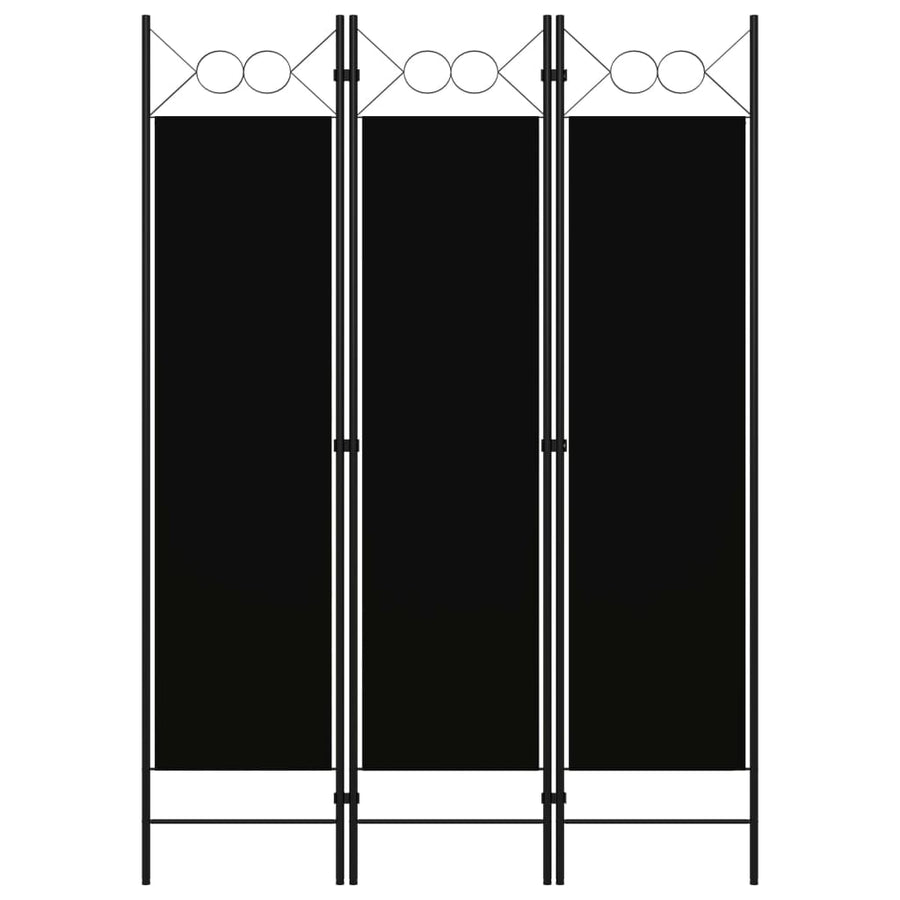3-Panel Room Divider Black 120x180 cm