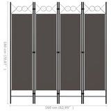 4-Panel Room Divider Anthracite 160x180 cm - Rear View