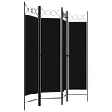 4-Panel Room Divider Black 160x180 cm - Side View