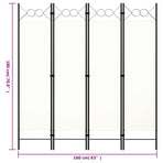 4-Panel Room Divider White 160x180 cm