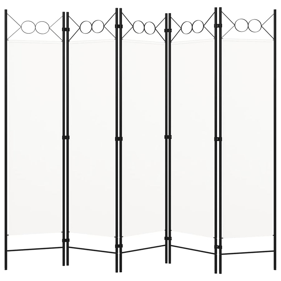 5-Panel Room Divider White 200x180 cm