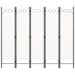 5-Panel Room Divider White 200x180 cm