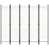 5-Panel Room Divider White 200x180 cm - Side View