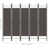 5-Panel Room Divider Anthracite 200x180 cm
