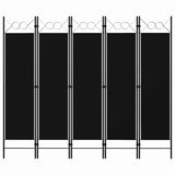 5-Panel Room Divider Black 200x180 cm