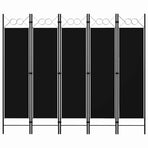 5-Panel Room Divider Black 200x180 cm