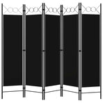 5-Panel Room Divider Black 200x180 cm