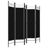 5-Panel Room Divider Black 200x180 cm - Side View