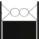 5-Panel Room Divider Black 200x180 cm - 45-Degree Angle