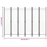 6-Panel Room Divider White 240x180 cm
