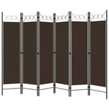 6-Panel Room Divider Brown 240x180 cm