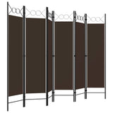 6-Panel Room Divider Brown 240x180 cm - Side View