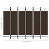 6-Panel Room Divider Brown 240x180 cm - Rear View