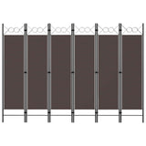 6-Panel Room Divider Brown 240x180 cm