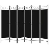 6-Panel Room Divider Black 240x180 cm - Front View